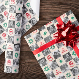 Papel De Regalo Guay Santa retro Feliz Navidad foto rojo verde