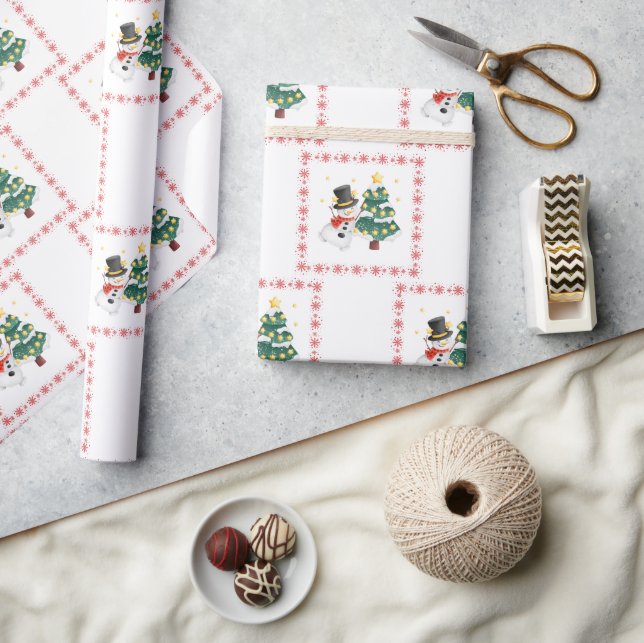 Papel De Regalo "Guay Snowman" y árbol de Navidad (Artesanía)