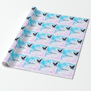 Papel De Regalo Guay Trendy Blue Buterfly con su nombre Wrapping