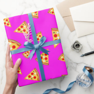 Papel De Regalo Guay y la diversión de las pizzas patrón neón rosa