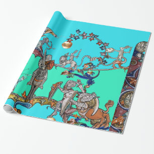 PAPEL DE REGALO GUERRA BESTIARIA MEDIEVAL, COLCHAS, FRANCOS GIGANT