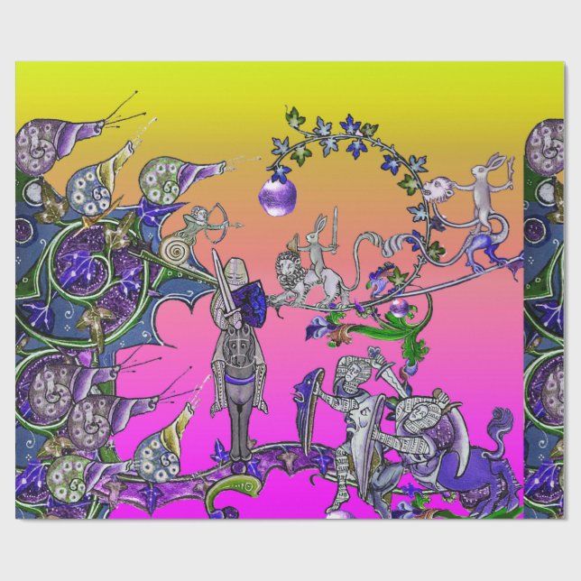 PAPEL DE REGALO GUERRA BESTIARIA MEDIEVAL, COLCHAS, SILLONES GIGAN (Superficie plana)