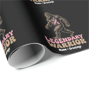 Papel De Regalo Guerrero Legendario Bigfoot Lazo Rosa Conciencia