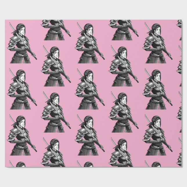 Papel De Regalo guerrero samurái japonés - mujer (Superficie plana)