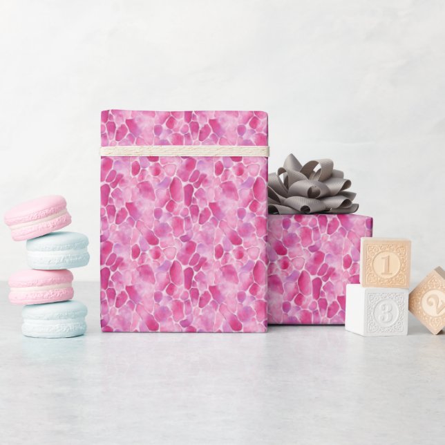 Papel De Regalo Guijarros de acuarela rosada (Baby Shower)