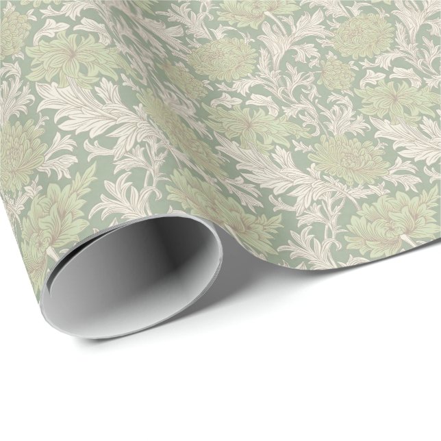 Papel De Regalo Guillermo Morris Chrysanthemum Pattern Wraping Pap (Esquina del rollo)