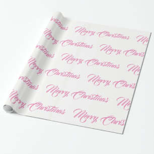Papel De Regalo Guión blanco y rosa para navidad