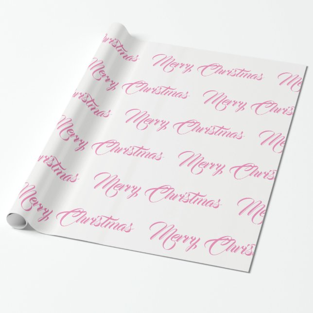 Papel De Regalo Guión blanco y rosa para navidad (Desenrollado)