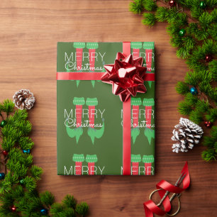 Papel De Regalo Guión Copo de Nieve Verde Rojo Duende de Navidad