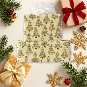 Papel De Regalo Guión de árbol de vacaciones de crema vintage