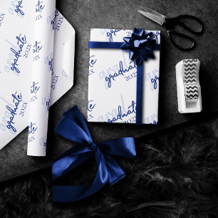Papel De Regalo Guión de la Marina Graduada   Ropa de pincel azul 