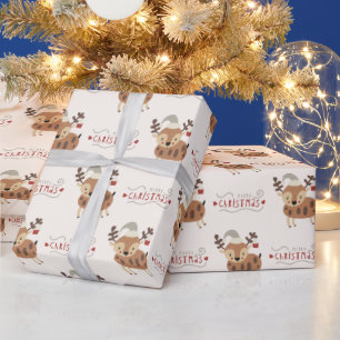 Papel De Regalo Guion de Navidad alegre y lindo Reno 