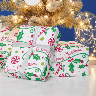 Papel De Regalo Guión de Navidad de Caramelo de Acebo