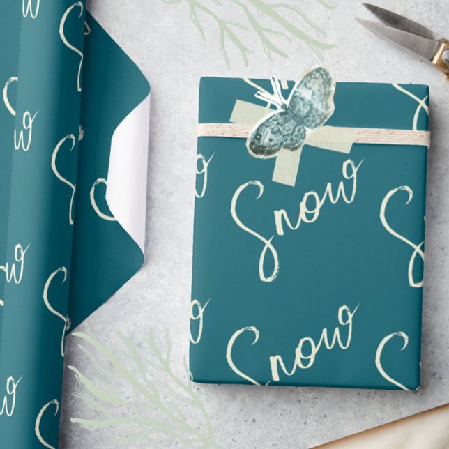 Papel De Regalo Guión de nieve pizarra azul y invierno elegante de (Subido por el creador)