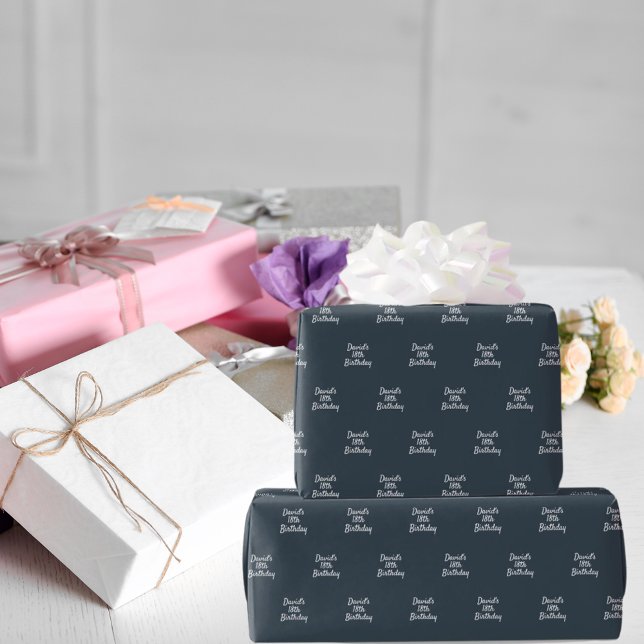 Papel De Regalo Guión de nombre blanco gris de carbón vegetal (Subido por el creador)