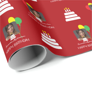 Papel De Regalo Guión de nombre de foto personalizado elegante
