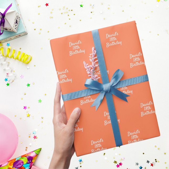 Papel De Regalo Guión de nombre de naranja coral (Subido por el creador)