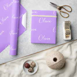 Papel De Regalo Guión de nombre púrpura Pastel personalizado