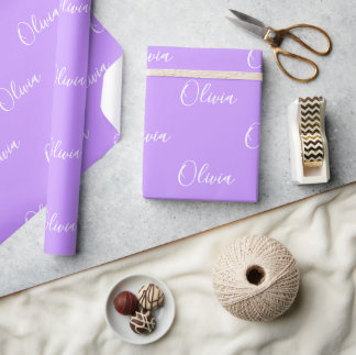 Papel De Regalo Guión de nombre púrpura Pastel personalizado