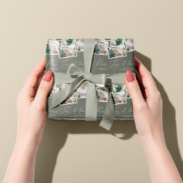 Papel De Regalo Guión elegante y fotográfico verde oliva