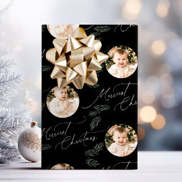 Papel De Regalo Guión moderno Merriest Christmas Familia 2 foto