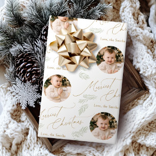 Papel De Regalo Guión moderno Merriest Christmas Familia 2 foto