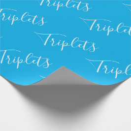 Papel De Regalo Guión para niños trillizos azul bebé