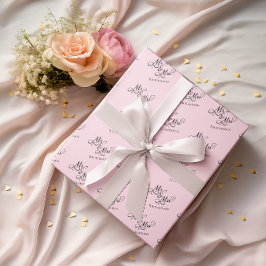Papel De Regalo Guión personalizado de Sr y Sra en rosa