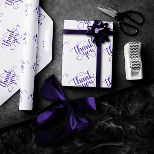 Papel De Regalo Guión púrpura simple   Grape Royal Gracias Corazón