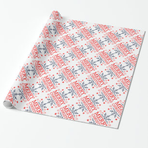 Papel De Regalo Guión retro nostálgico para la navidad con copos d