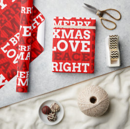 Papel De Regalo Guión único de Navidad alegre rojo no tradicional