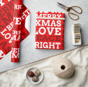 Papel De Regalo Guión único de Navidad alegre rojo no tradicional