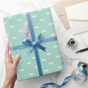 Papel De Regalo Guiones minimalistas blancos sobre verde pastel