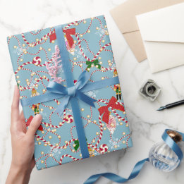 Papel De Regalo Guirnalda de caramelo de nuez divertida azul