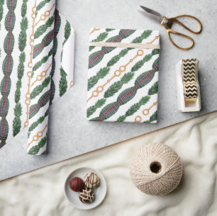 Papel De Regalo Guirnalda de Navidad ecuestre al acuarela