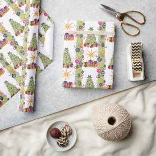 Papel De Regalo Guirnalda de Navidad Glamour Brillante Preppy Acua