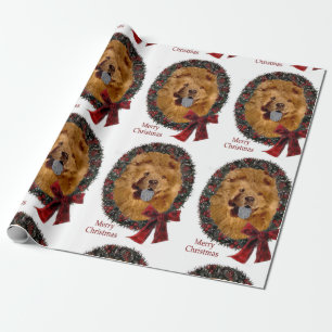 Papel De Regalo Guirnalda del navidad del perro chino de Chiow