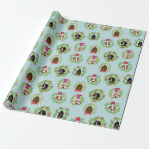 Papel De Regalo Guirnaldas del Coonhound en azul