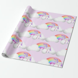 Papel De Regalo Guiso de arcoiris unicornio mágico morado