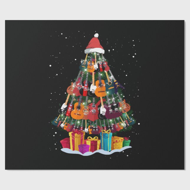 Papel De Regalo Guitar Christmas Tree Funny (Superficie plana)