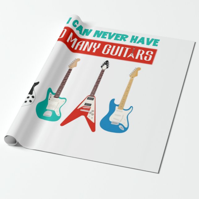 Papel De Regalo Guitar Lover | Nunca Se Puede Tener A Muchos Guita (Desenrollado)