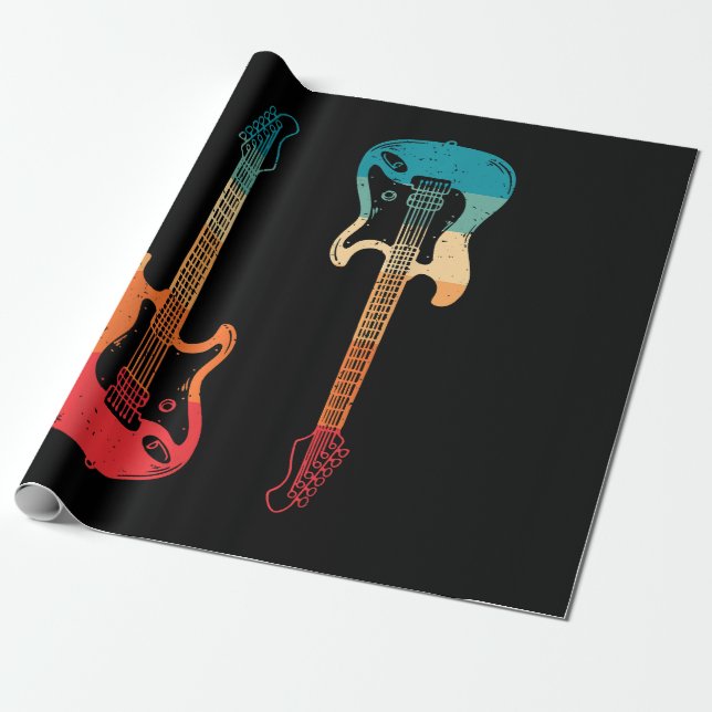 Papel De Regalo Guitarista de guitarra retro rock de guitarra de t (Desenrollado)