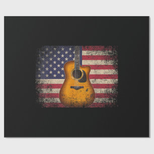 Papel De Regalo Guitarra 4 de julio Regalo Bandera Americana USA -