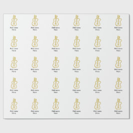Papel De Regalo Guitarra acústica de brillo dorado agregar nombre