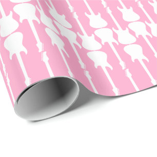Papel De Regalo Guitarra eléctrica blanca música rayas clavel rosa