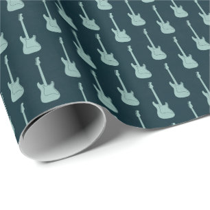 Papel De Regalo Guitarra eléctrica clásica grungy lunares azul mar