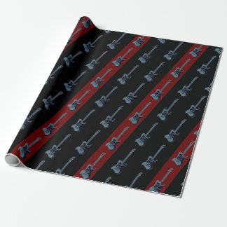Papel De Regalo Guitarra eléctrica moderna Black Dark Red Blue Gua
