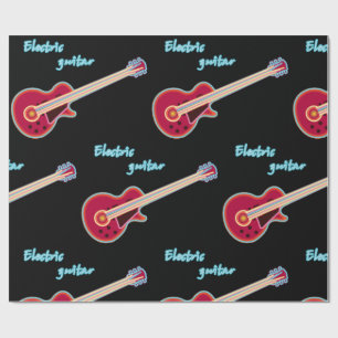 Papel De Regalo Guitarra Eléctrica Neon Música Rock Retro 80