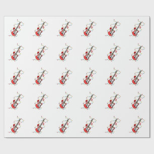 Papel De Regalo Guitarra eléctrica Santa Claus Navidades de música
