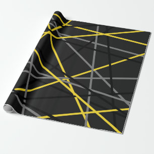 Papel De Regalo Guitarra Guay rayada amarillo gris negro